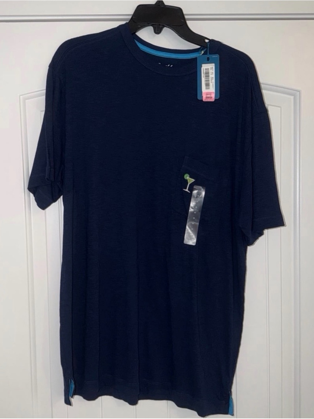 Caribbean Navy Short-Sleeve Pocket Tee with Lime Accent